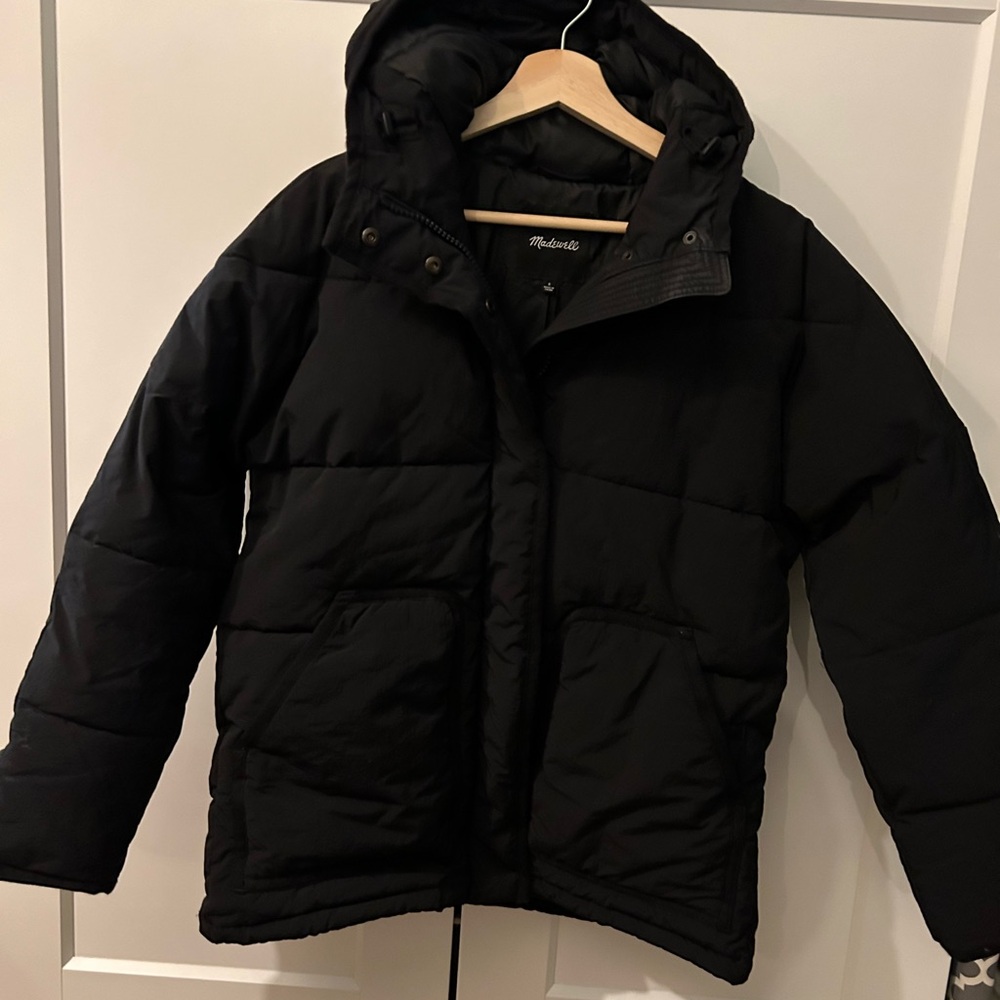 Madewell Holland Quilted Puffer Parka Jacket Black S